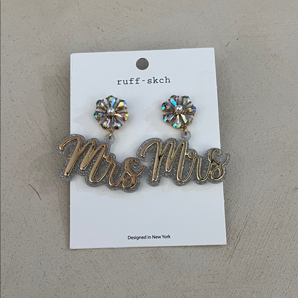 Gold 'Mrs' Earrings